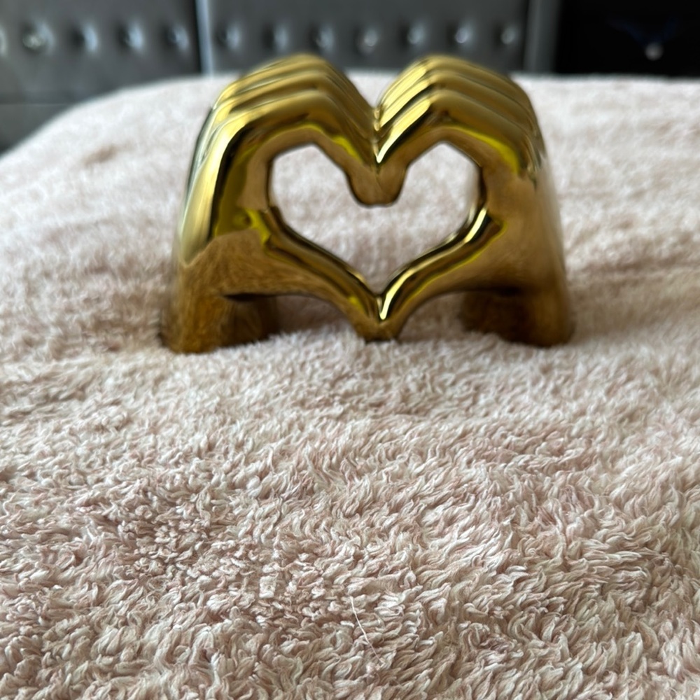 Gold Heart-Shaped Hand Sculpture